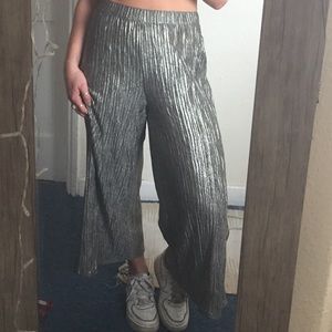 Zara silver pleated wide pants
